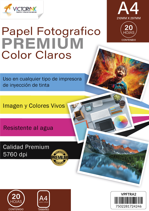 Papel Fotografico Transfer Colores Claros A4 (210 x 297 mm) por Pza