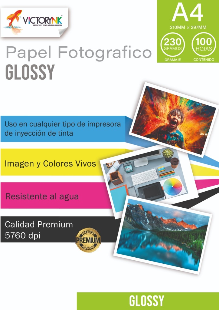 Papel Fotografico Glossy Carta (279x 216 mm)/100 Hojas 230gr