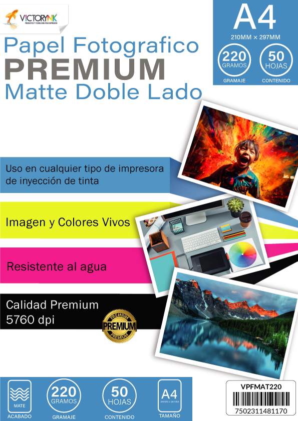 Papel Fotografico Doble Lado Glossy Carta (279 X 216 mm)/ 50 Hojas 200gr