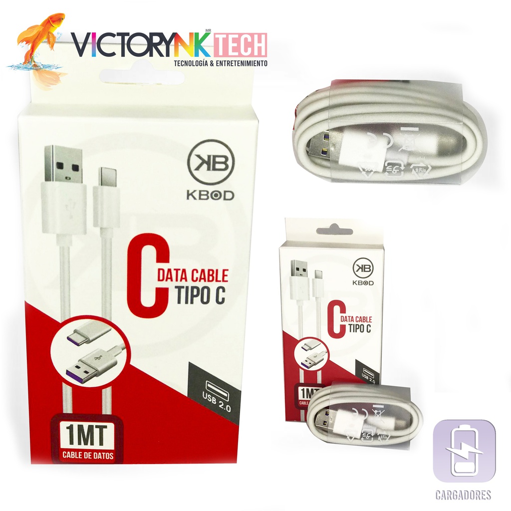 Cable cargador y transmisor de datos de USB a tipo C, 2.4A Kbod KBSTC