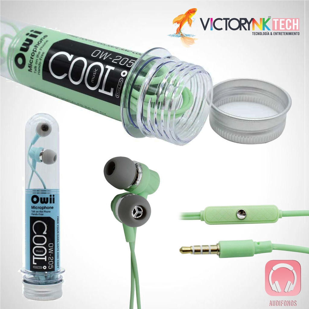Audifono de chicharo, in ear manos libres, 3.5mm cool music reforzado Owii OW205