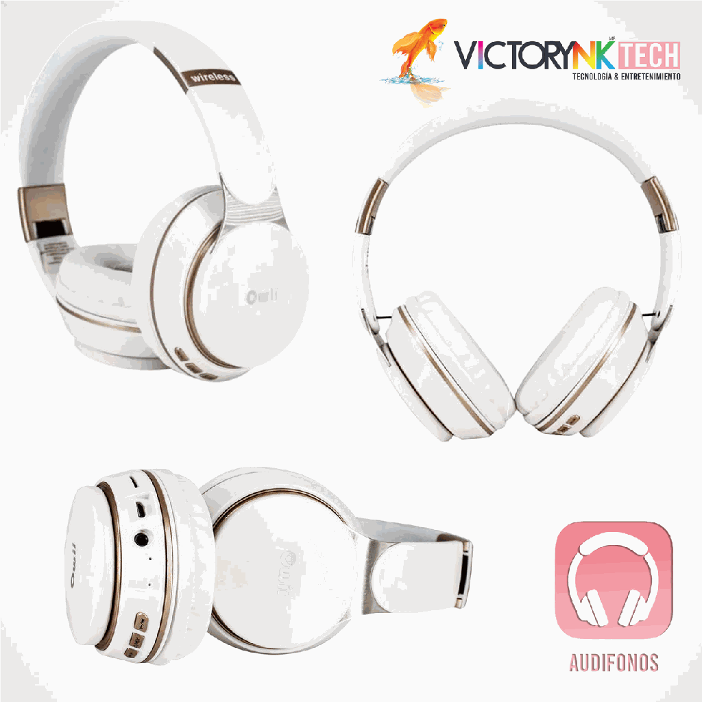 Audífono de diadema inalámbrico Bluetooth plegable, HiFi 5.0-EDR Owii TT14