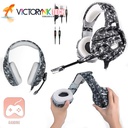 [TK1BMT2] Audífono diadema gaming con micrófono, 3.5mm, HiFi, led, alcance 5.0, surround, estilo militar gris Oni K1B