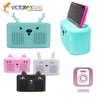 Bocina mediana animales kawaii con Bluetooth y luz led, soporte para telefono M57
