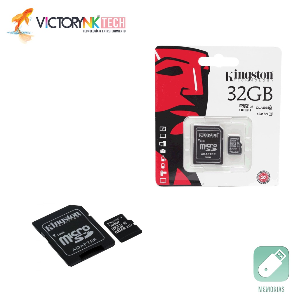 Memoria SD  32 GB Modelo Clase 10 gen 2   Marca Kingston