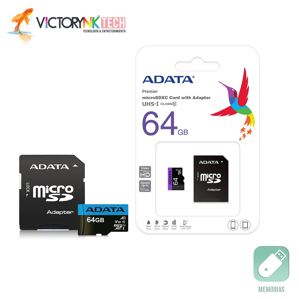 Memoria SD  64  GB Modelo Clase 10 gen 2   Marca Adata