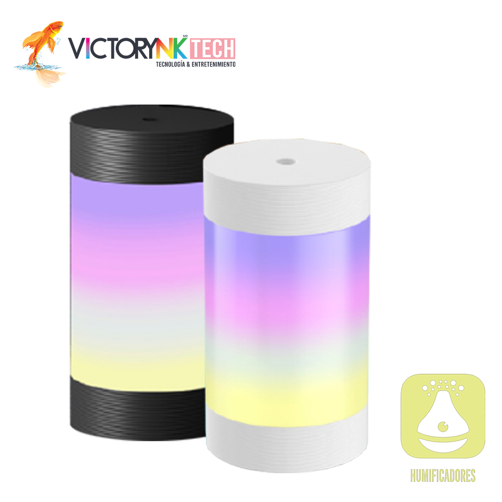 Humidificador Aromaterapia Cilindrico con Led Colores Pastel THU002GR
