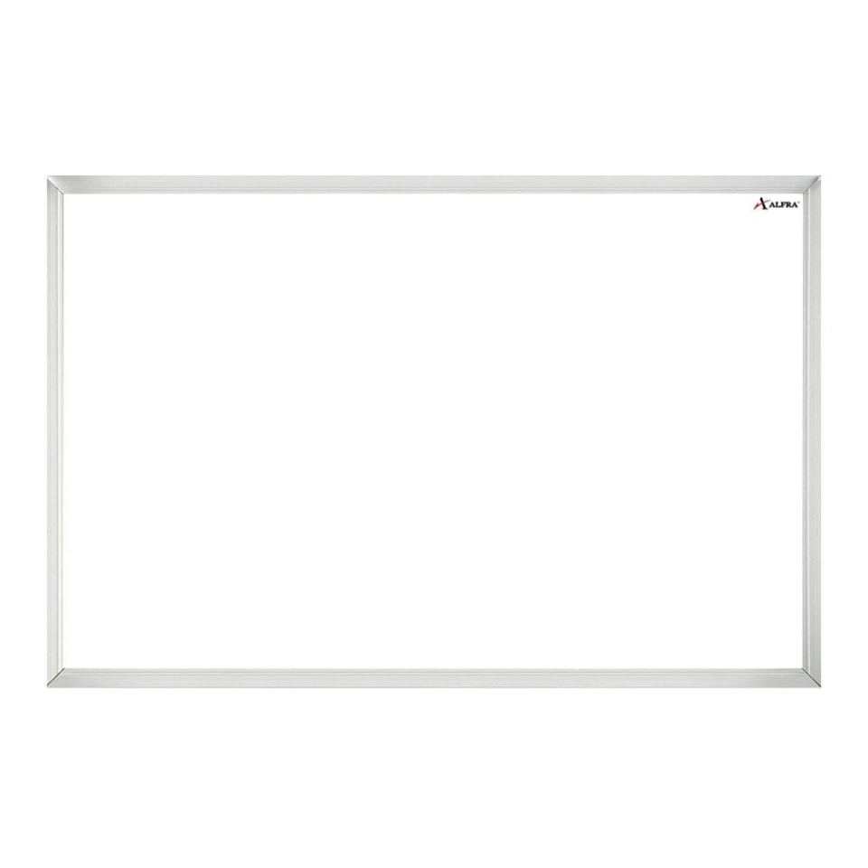 Pizarron blanco 40x60cm borrado en seco con marco anodizado y charola desmontable Alfra