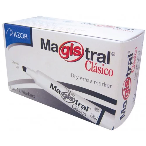 Marcador grueso para pizarron, color negro, Caja 12 pzas Magistral clásico