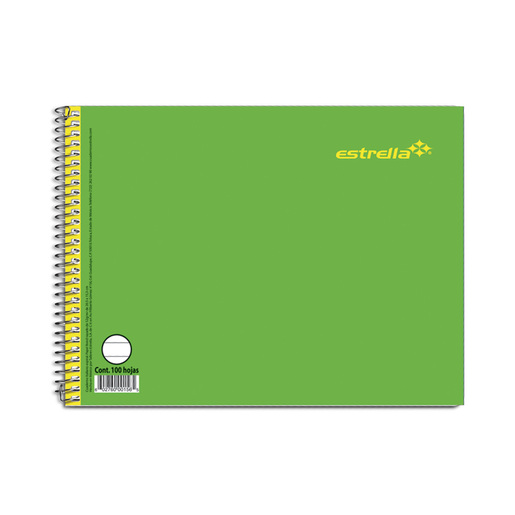 Cuaderno libreta forma italiana con espiral de metal, cuadro chico 100 hojas Estrella 