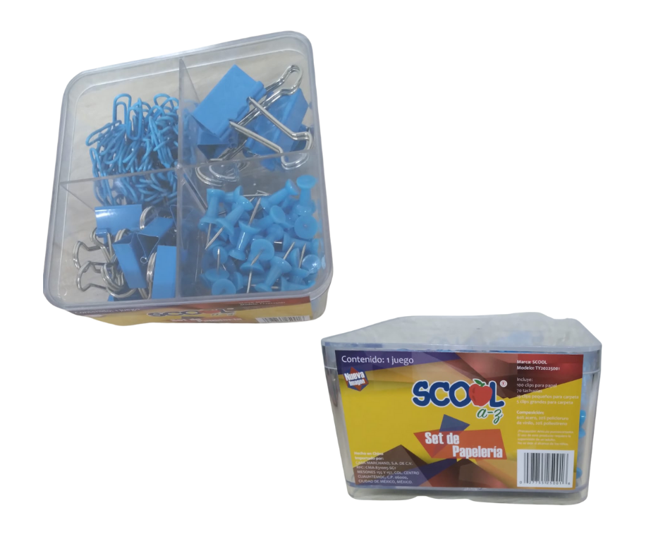 Kit accesorios de colores, papeleria para escritorio colores pines, mariposas, ligas, clips