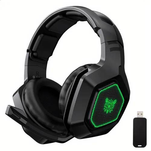 Audifono Diadema Gaming Microfono, 3.5mm, HiFi, Led Verde, Alcance 5.0 Bluetooth T K10 - 2.4G