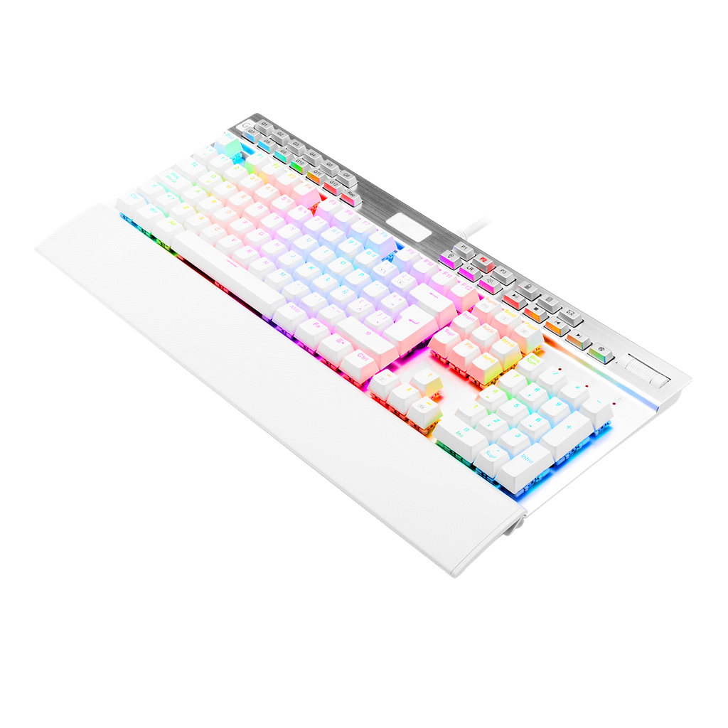 Teclado mecanico gaming RGB, color blanco, español latino Yama White K550W-1-SP Redragon 8800-0061