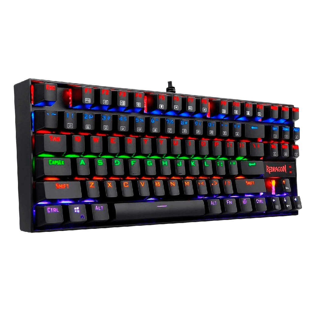 Teclado mecanico gaming Rainbow, color negro, switch teclas rojas, español latino Kumara Black K552-KR-SP Redragon 8900-0065