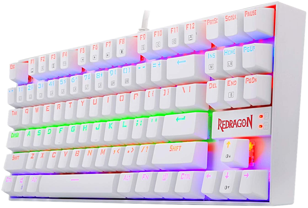 Teclado mecanico gaming Rainbow, color blanco, swicth teclas rojas, español latino Kumara White K552W-KR-SP Redragon 8900-0070