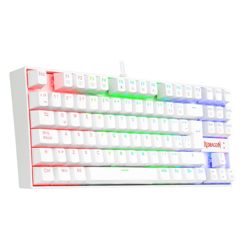 Teclado mecanico gaming RGB, color blanco, switch teclas rojas, español latino Kumara White K552W-RGB-1R-SP Redragon 8800-0083