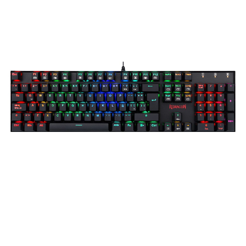 Teclado mecanico gaming RGB, español latino red switch, Mitra Black TK551 Redragon 8900-0060