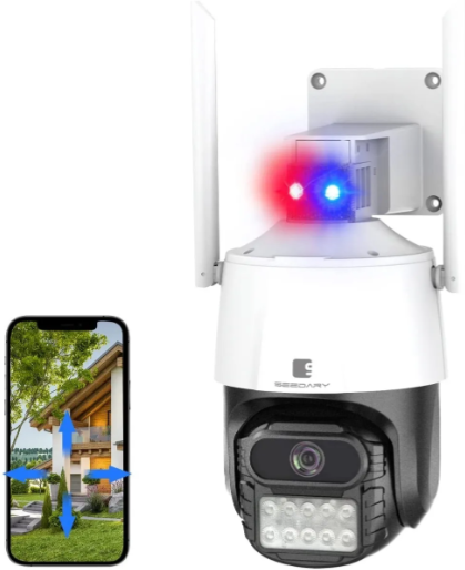 Camara WiFi PTZ para Exteriores de 4.5 con Torreta Tipo Policia Resolucion de 4MP P10 Seedary