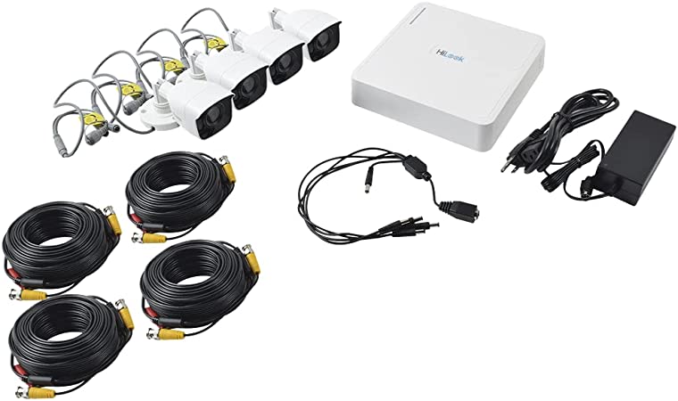 DVR Kit de 4 Cámaras Bala de Policarbonato Turbo HD 720P Hilook, 4 Canales, Disco Duro 1TB, 4 Cables 18 Metros, 1 Fuente de Poder Profesional THILOOK4