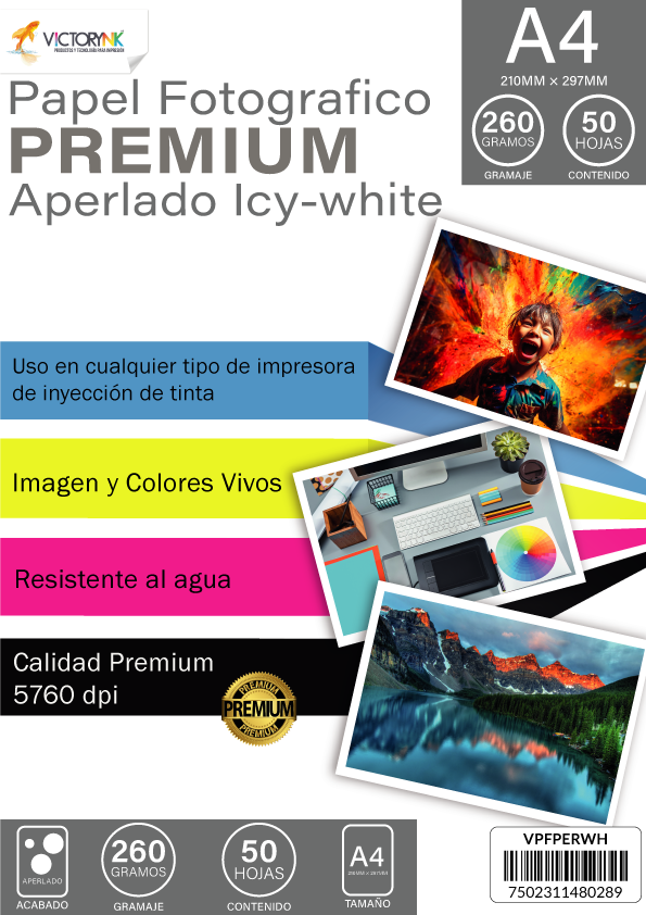 Papel Fotografico Aperlado Icy-white A4 (210 x 297 mm) 50 Hojas 260gr