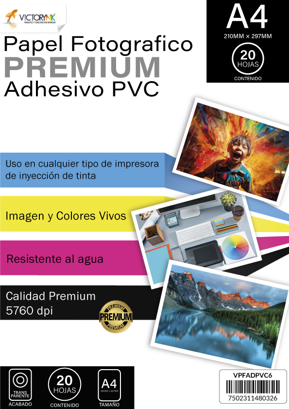 Papel Fotografico Adhesivo PVC Transparente A4  (210 x 297 mm) / 20 Pzs GeneraCity