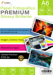 [VPFG180CAR] Papel Fotografico Glossy Carta ( 279x 216 mm)/ 20 Hojas 180gr