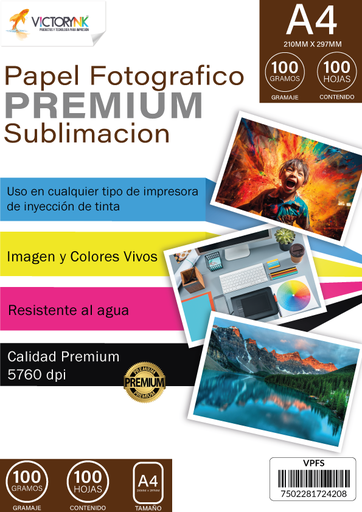 [VPFSA41] Papel Fotografico para Sublimar A4 (210 x 297 mm) 100 Hojas 100gr