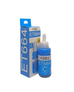 [E850C1] Tinta Victorynk High Definition para Epson Cyan T664 544 L375 L120 L380 L3150 L495 L350 L395, 70ml