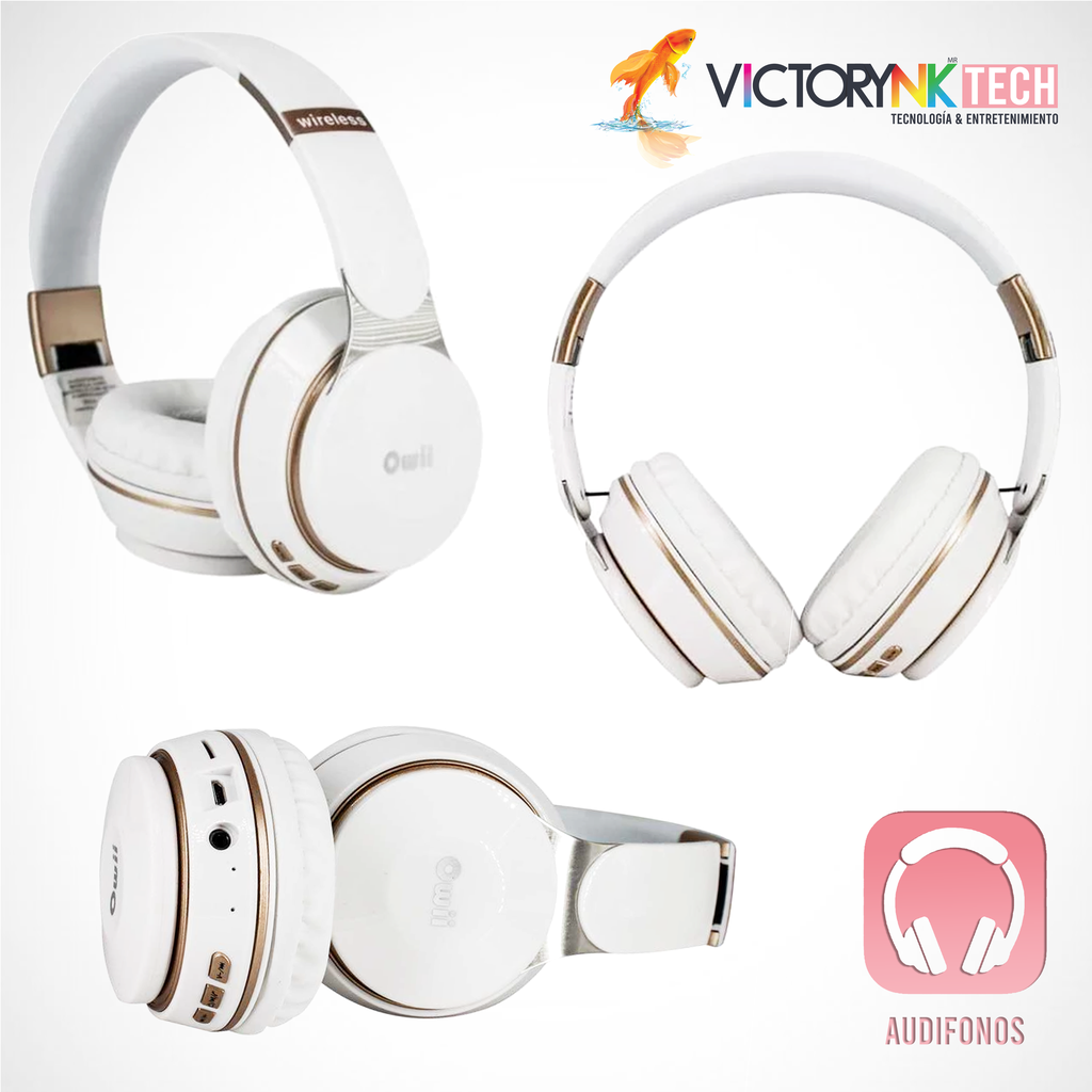 Audífono de diadema inalámbrico Bluetooth plegable, HiFi 5.0-EDR Owii TT14