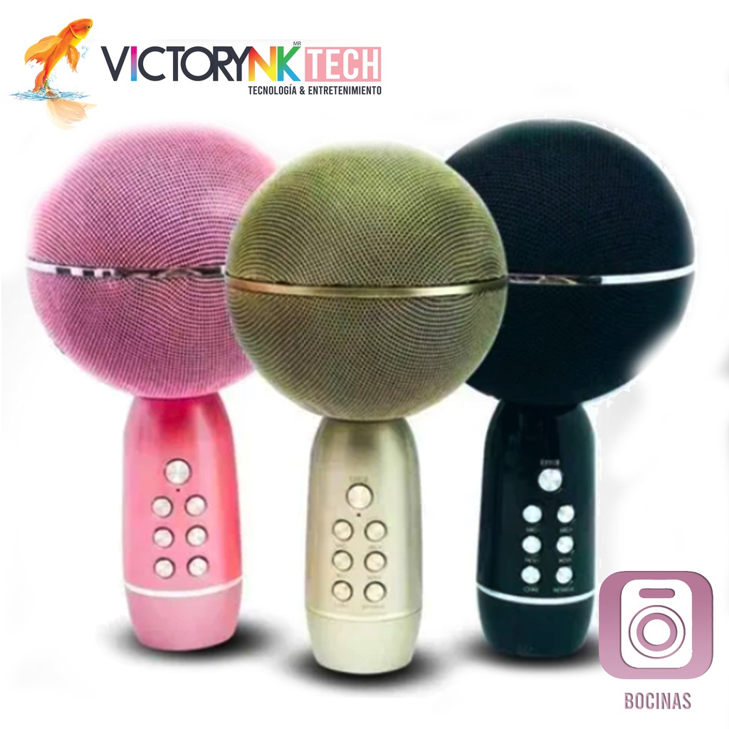 Micrófono-bocina para karaoke con Bluetooth modificador de voz SuYoSD YS08 KM227 TKM227BK