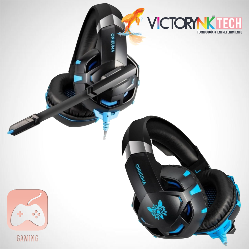 [TK2PROB] Audífono diadema gaming con micrófono, 3.5mm, HiFi, led azul, alcance 5.0, surround, estilo metalizado Onikuma K2PRO