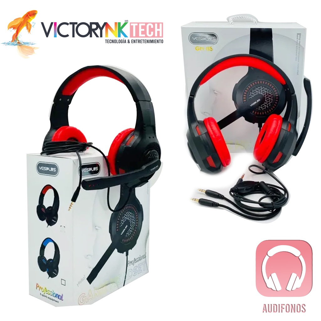 Audifono Diadema Gaming Profesional Microfono 3.5mm, HiFi 5.0 Led Soundround YesPlus TGM115