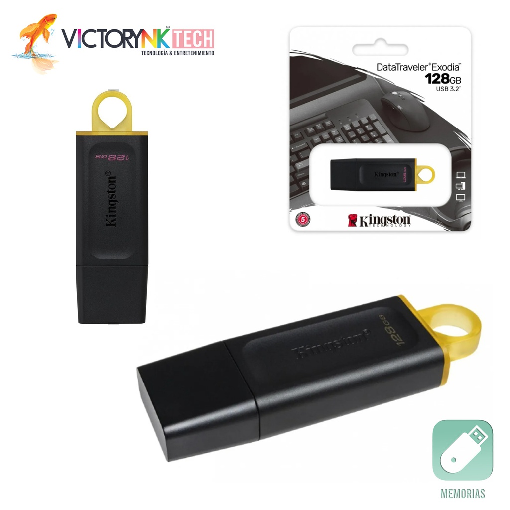 [TMKUSB128EXODIA] Memoria USB 2.0 128 GB Modelo EXODIA  Marca Kingston