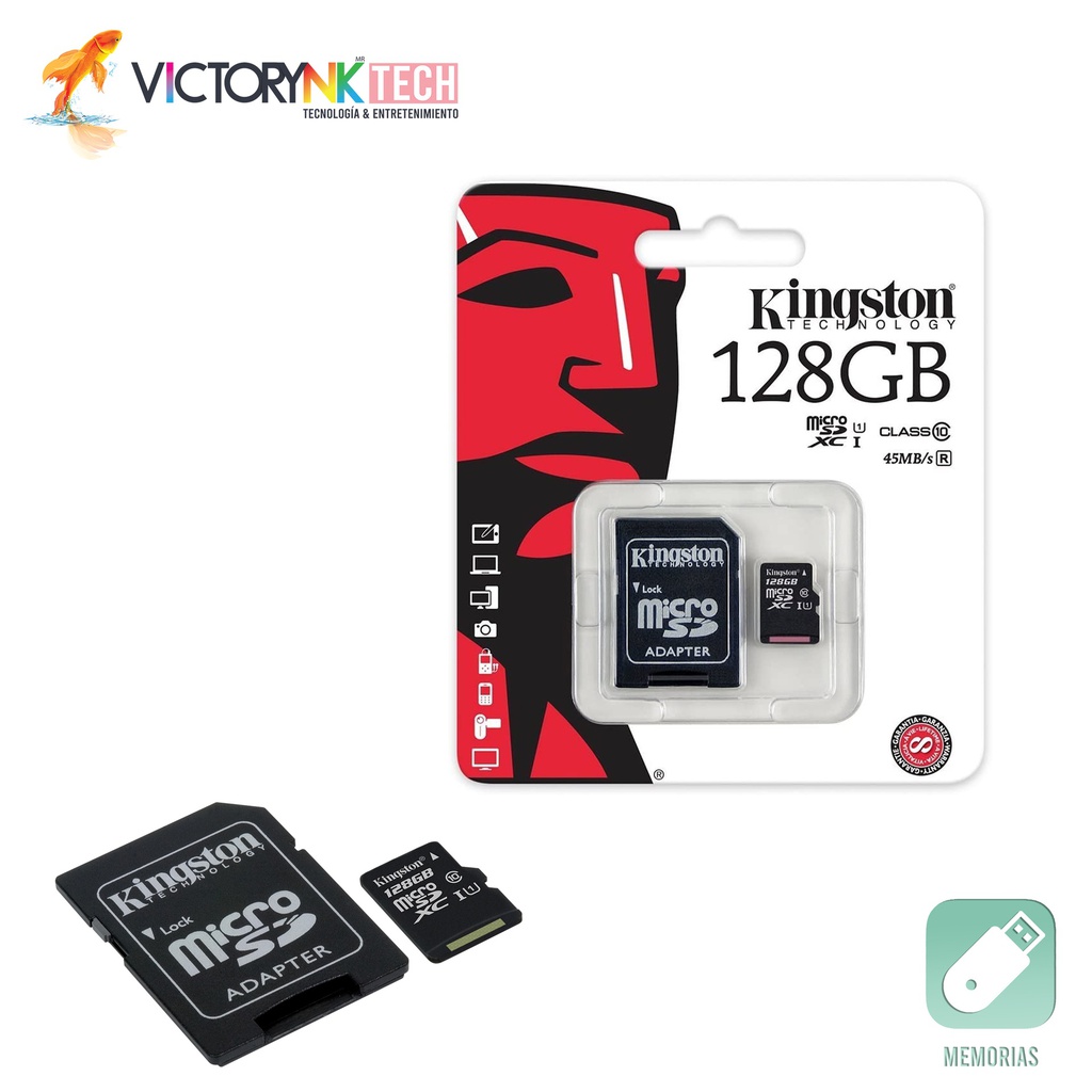 [TMKSD128] Memoria SD  128  GB Modelo Clase 10 gen 2   Marca Kingston