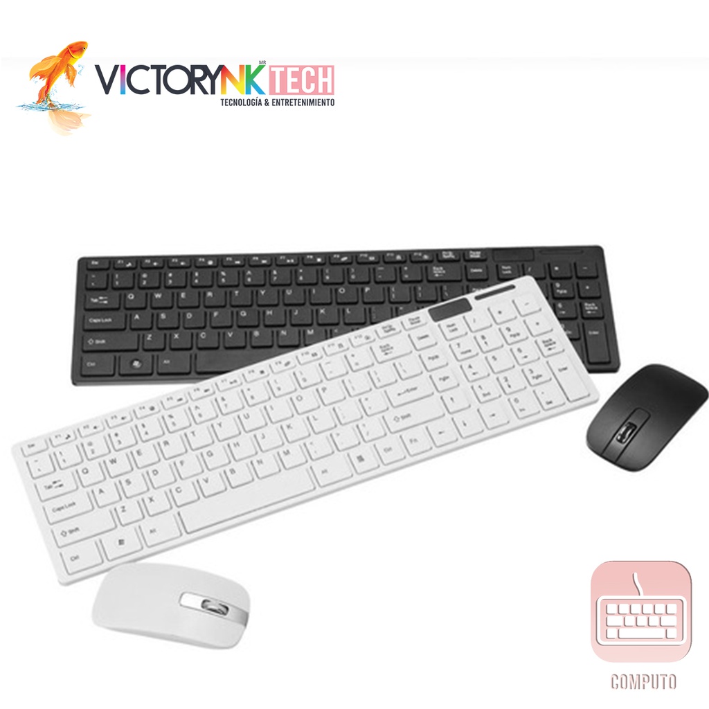 Kit Teclado y Mouse wireless inalámbricos Bluetooth ultradelgados y ultraligeros, diseño elegante 2.4G TEC004