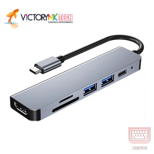 [TADD002] Hub Multipuerto adaptador HDMI+ SD+2 USB 3.0 Tipo C 5 en 1 ADD002