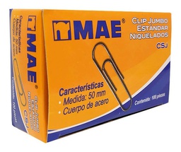 [PCSJCLIP] Clip STD jumbo niquelado Caja 100pzas Mae