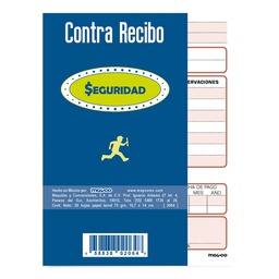 [PCRECIB] Forma contra recibo de seguridad 1/4 de carta, 3 blocks con 25 juegos cada uno