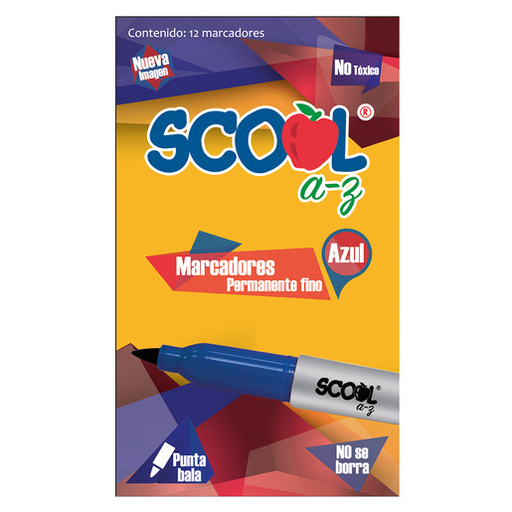 [PSCOOLFINONG] Marcador Permanente Punto Fino Color Negro, Caja 12 Pzs Scool