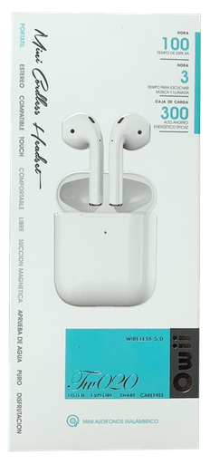 [TTW020] Audifonos mini in ear, manos libres bluetooth 5.0 free earbuds 10m con estuche pequeño 100 hrs TW020