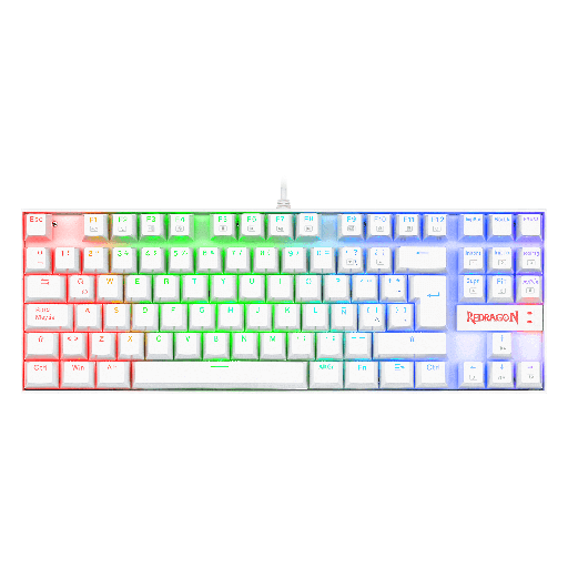 [TK552WRGBSP] Teclado mecanico gaming RGB, color blanco, switch teclas azules, español latino Kumara White K552W-RGB-SP Redragon 8800-0064