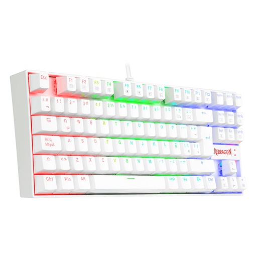 [TK552WRGB1RSP] Teclado mecanico gaming RGB, color blanco, switch teclas rojas, español latino Kumara White K552W-RGB-1R-SP Redragon 8800-0083