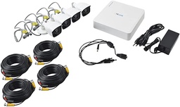 [THILOOK4] DVR Kit de 4 Cámaras Bala de Policarbonato Turbo HD 720P Hilook, 4 Canales, Disco Duro 1TB, 4 Cables 18 Metros, 1 Fuente de Poder Profesional THILOOK4